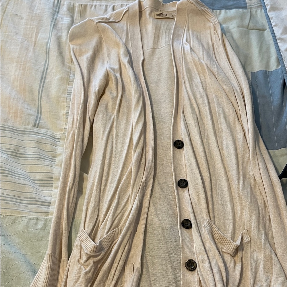 Hollister Cream Button-Up Cardigan